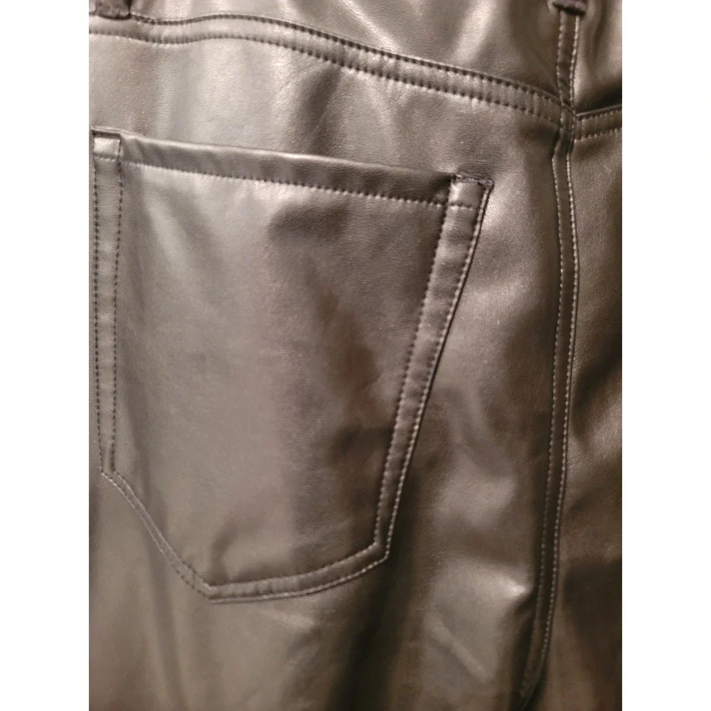 Abercrombie Curve Love Vegan Leather Pants Ultra High Rise Straight Leg Black 12 - Picture 5 of 6